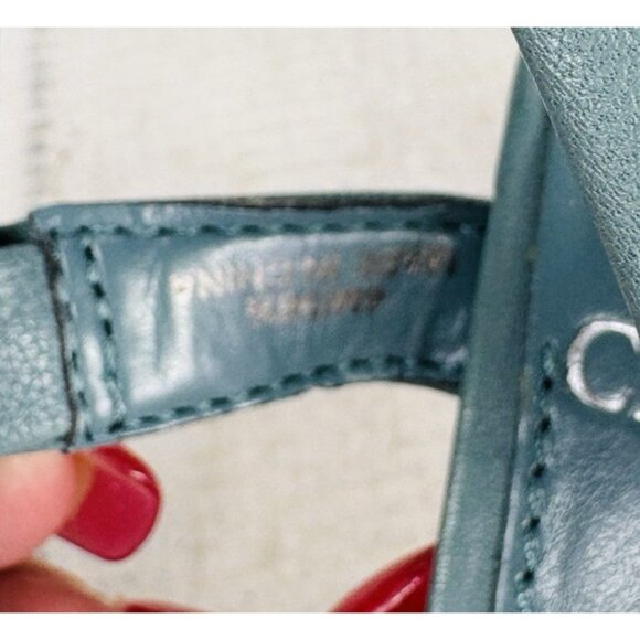 Vince Camuto BELJIYA Slate Teal Leather Chunky Braided Square Toe Sandals Sz 6 M - Picture 9 of 12
